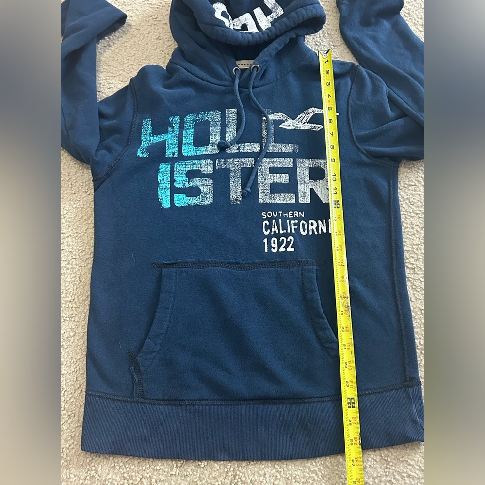 VTG Y2K Hollister 1922 Pullover Hoodie Blue Sweatshirt Kangaroo Pockets Small - Picture 7 of 7